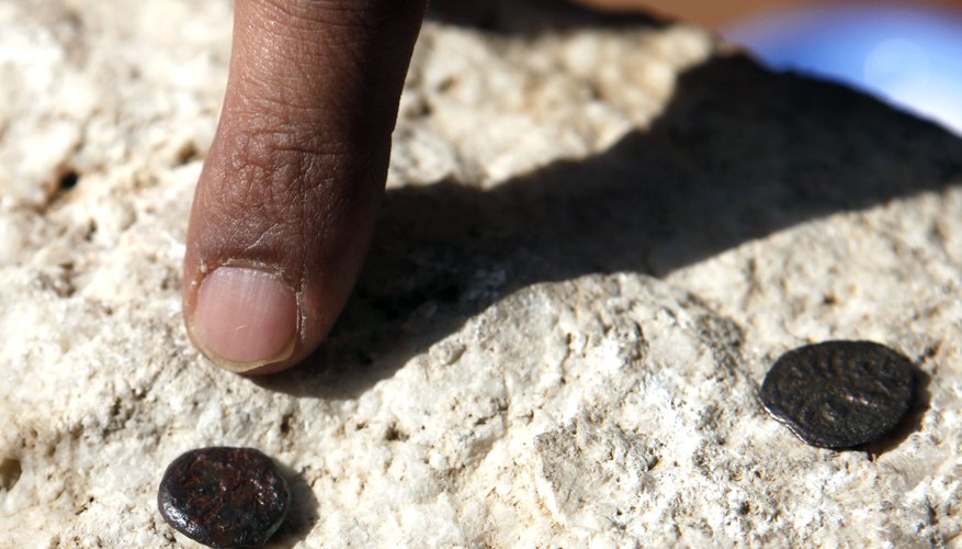 Photo Credit: Lior Mizrahi/Getty Images News/Getty Images Two bronze roman coins found in Jerusalem near the Western Wall