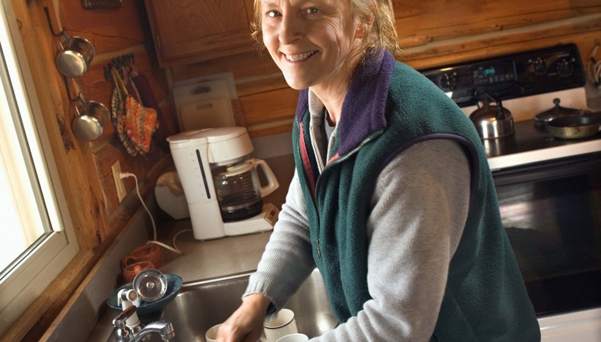 A crocheted scrubbie is handy at the kitchen sink. A crocheted scrubbie is handy at the kitchen sink.