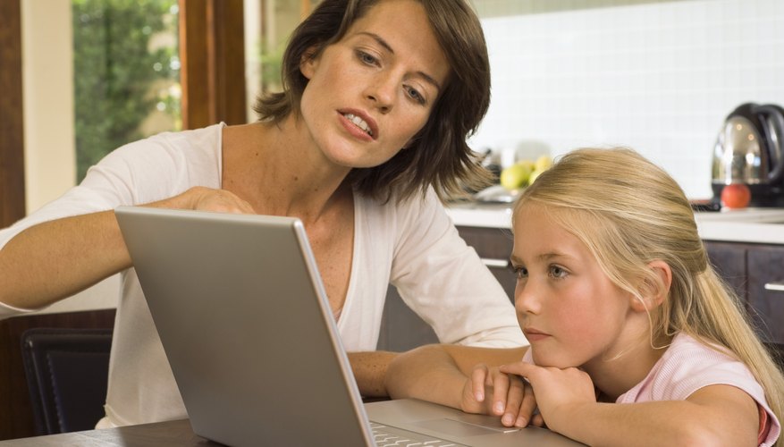 Child using an online learning project Child using an online learning project