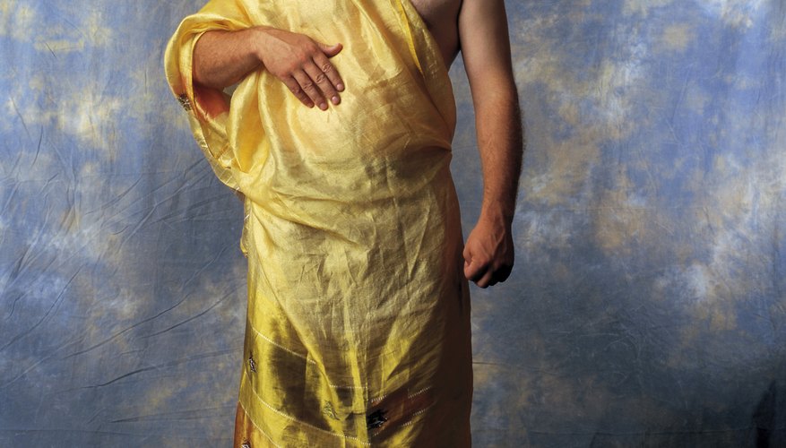 Less fabric is required for a kid's toga. Less fabric is required for a kid's toga.