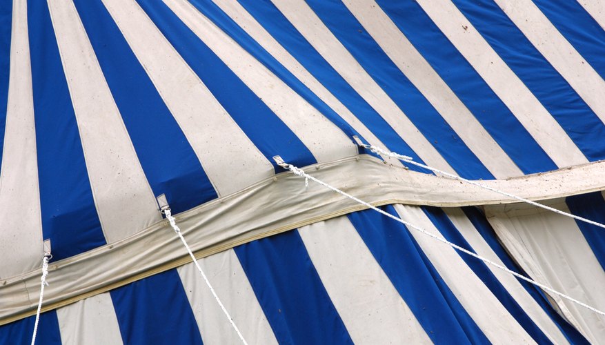 Real big top tents are often made from plastic of canvas. Real big top tents are often made from plastic of canvas.