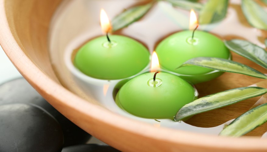 Place floating candles in a bowl of water for a beautiful display. Place floating candles in a bowl of water for a beautiful display.