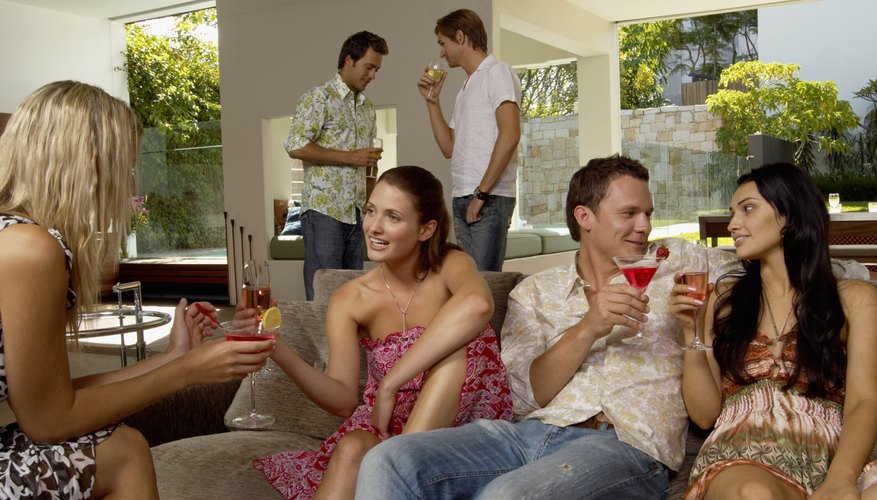 Friends at a house party. Friends at a house party.