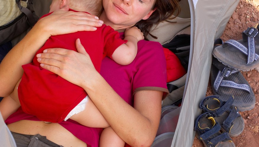 Select one of several sleep options for baby while camping. Select one of several sleep options for baby while camping.