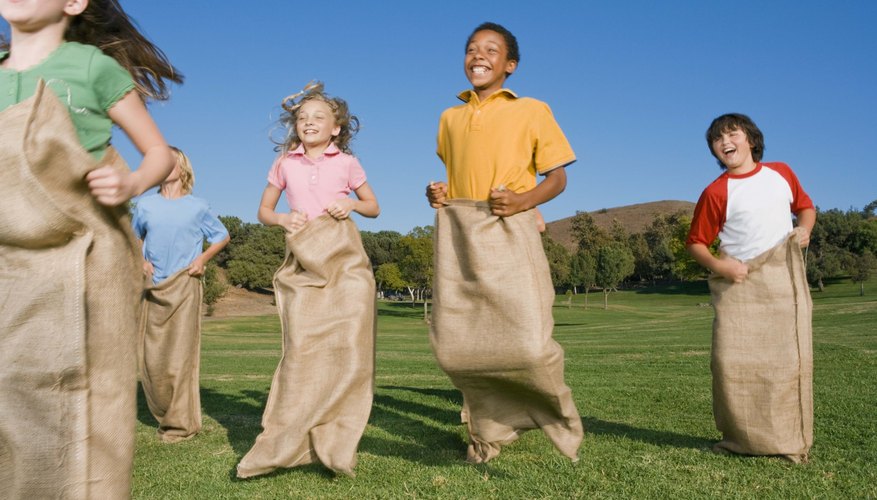 Have your young party goers hop toward the finish line in a pillowcase race. Have your young party goers hop toward the finish line in a pillowcase race.