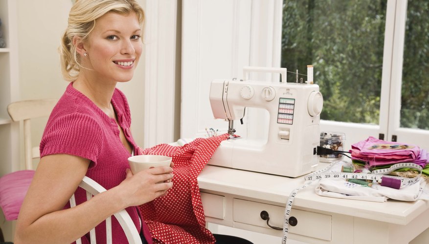A sewing machine lets you work up wrist wallets quickly. A sewing machine lets you work up wrist wallets quickly.
