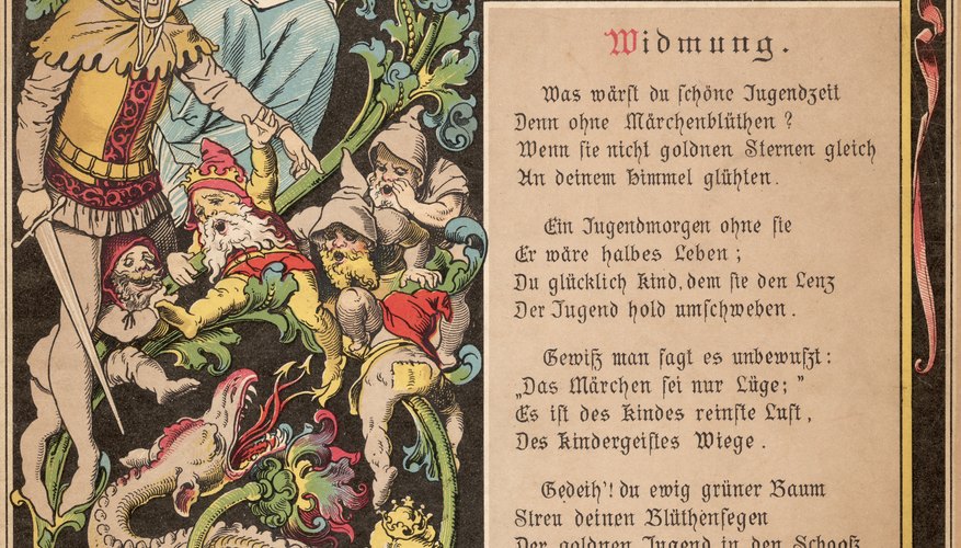 Photo Credit: Hulton Archive/Hulton Archive/Getty Images Detail of front cover of Grimm's fairy tale of