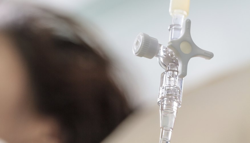 Doctors use a normal saline solution to replace fluids intravenously. Doctors use a normal saline solution to replace fluids intravenously.