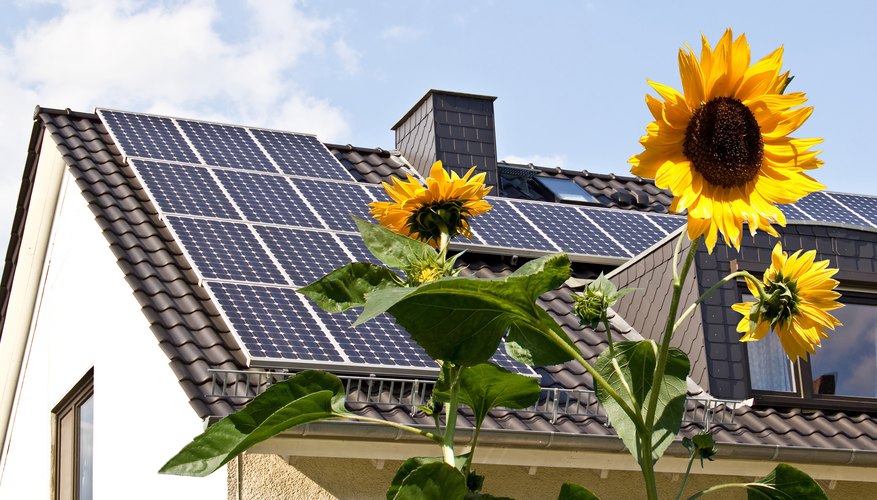 Solar panels installed on a home. Solar panels installed on a home.