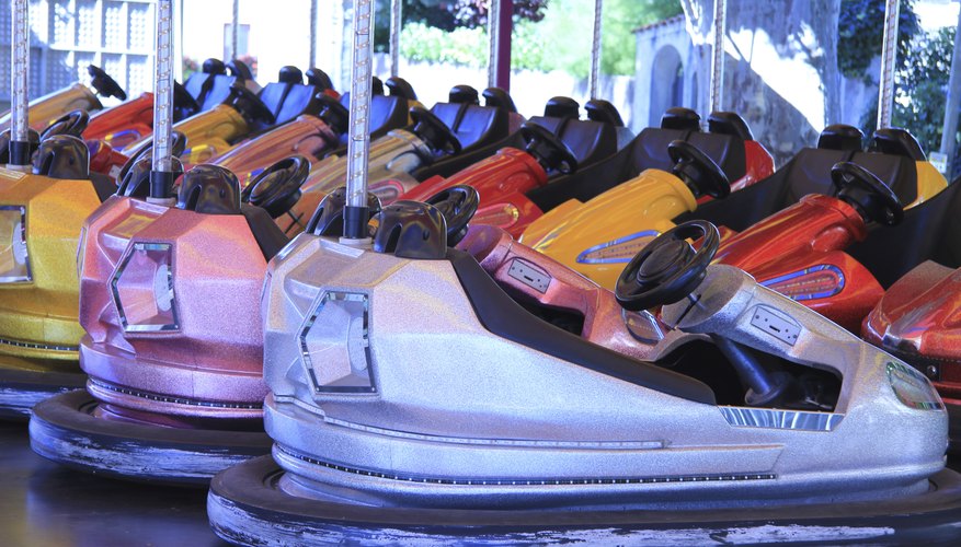 row of bumper cars row of bumper cars