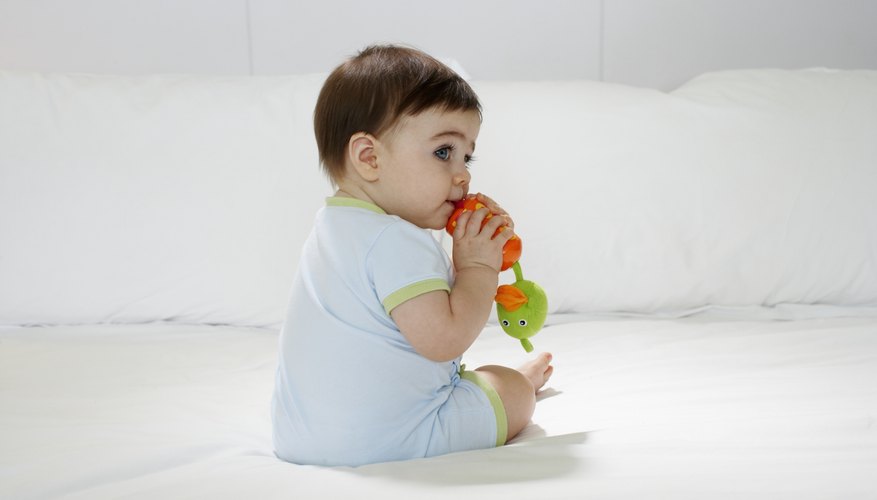 Chewing and sucking can relieve teething pain. Chewing and sucking can relieve teething pain.