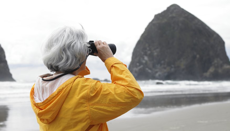 Woman holding up binoculars. Woman holding up binoculars.