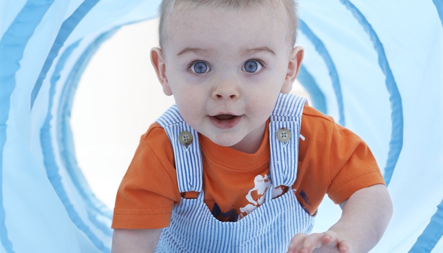Provide toys like tunnels to encourage crawling. Provide toys like tunnels to encourage crawling.