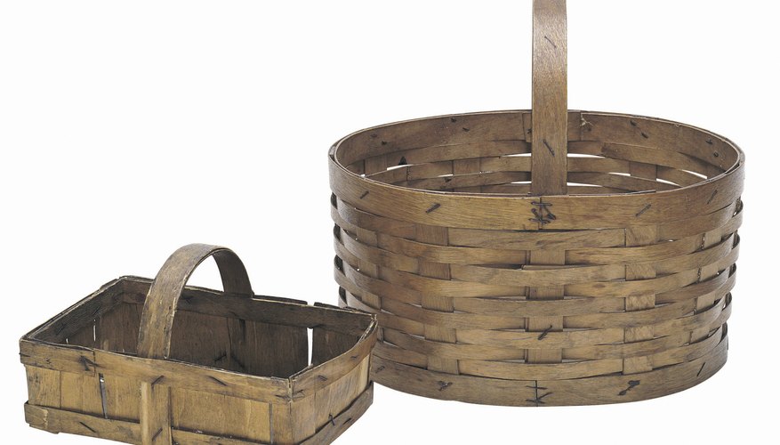 Vintage baskets are often made from wood like ash or willow. Vintage baskets are often made from wood like ash or willow.