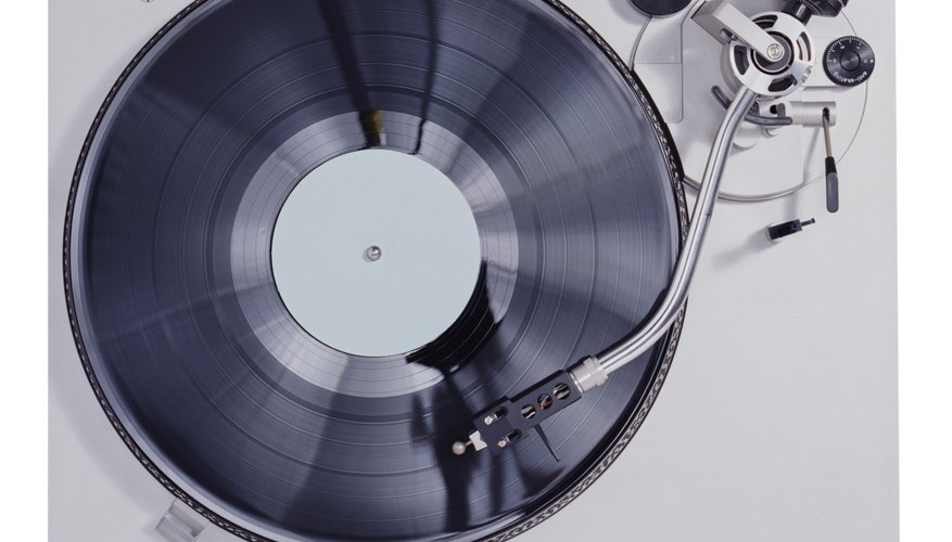 A record playing on a modern turntable A record playing on a modern turntable