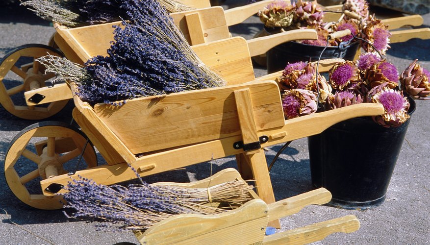 Put fresh or dried flowers in your garden wheelbarrow. Put fresh or dried flowers in your garden wheelbarrow.