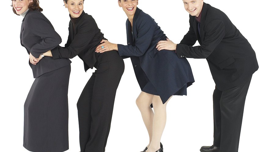 The conga is most often a line dance in which the dancers hold each others' waists as they dance. The conga is most often a line dance in which the dancers hold each others' waists as they dance.