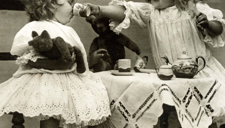 This photo documents this antique Victorian child's tea set was put to good use. This photo documents this antique Victorian child's tea set was put to good use.