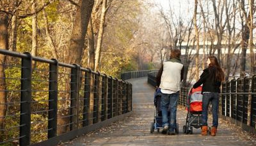 Strollers make it easier to take a walk with kids. Strollers make it easier to take a walk with kids.