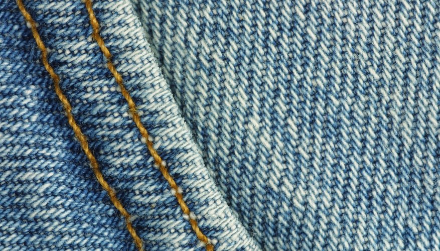 Thick gold or yellow thread is a 'trademark' attribute of jeans. Thick gold or yellow thread is a 'trademark' attribute of jeans.