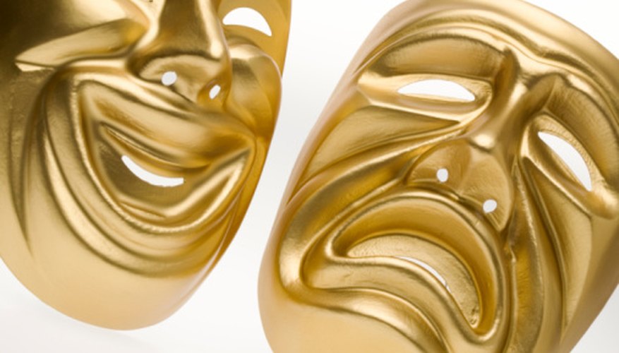 Photo Credit: Jupiterimages/liquidlibrary/Getty Images These masks represent two emotions the characters could take on: happy and sad.