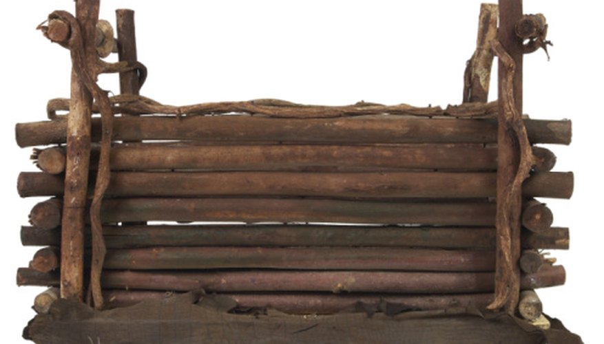 Tie twigs together to make household items. Tie twigs together to make household items.