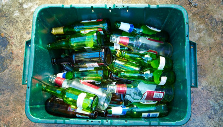 Recycled glass bottles, like these, might become a recycled glass countertop. Recycled glass bottles, like these, might become a recycled glass countertop.