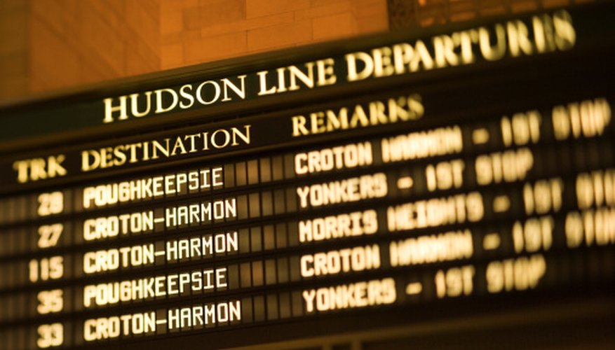 Photo Credit: Thinkstock Images/Comstock/Getty Images The shuffling sound of the destination board can serve as a train station prop.