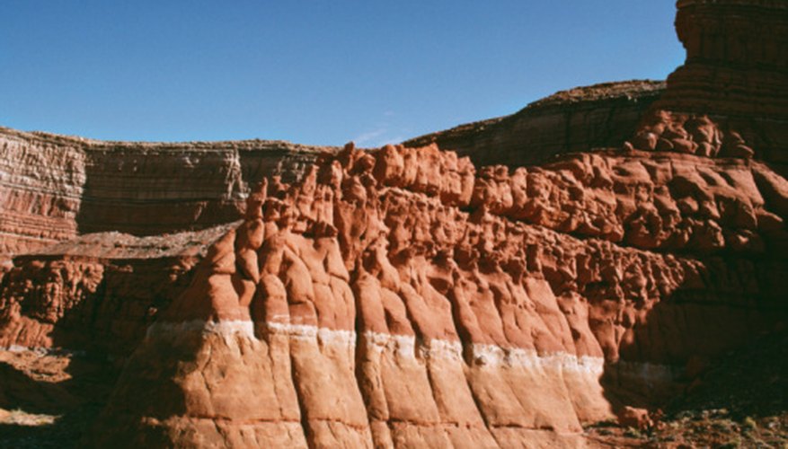 In the Grand Canyon, you can see sedimentary rocks that have been deposited over millions of years. In the Grand Canyon, you can see sedimentary rocks that have been deposited over millions of years.