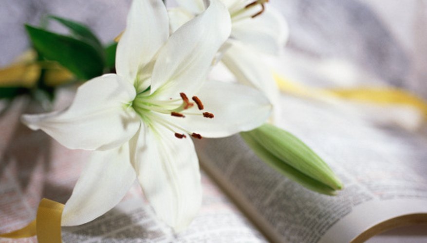 Photo Credit: Stockbyte/Stockbyte/Getty Images Easter lilies can be placed on and around the altar.