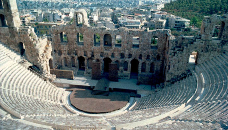 Photo Credit: Jupiterimages/liquidlibrary/Getty Images The amphitheater in Acropolis, Greece, is one example of where Greeks performed their dramas.