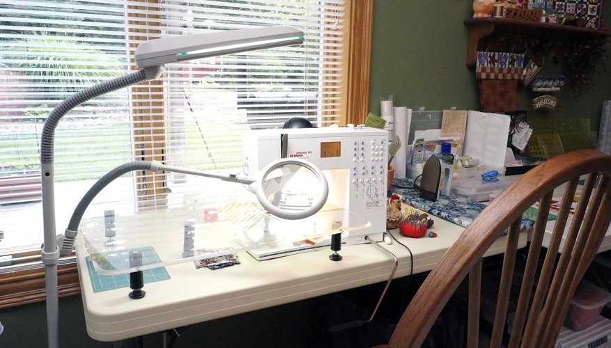 Natural lighting and a magnifier are valuable assets by the machine. Natural lighting and a magnifier are valuable assets by the machine.