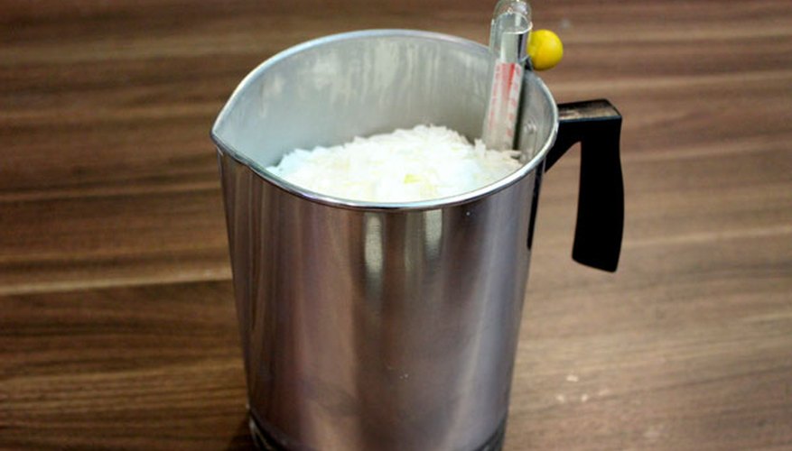Photo Credit: Jonathan Fong Place wax flakes in the pouring pitcher