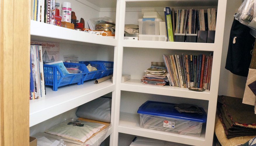 Shelf storage built into closet. Shelf storage built into closet.