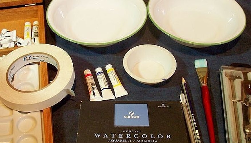Watercolor supplies for Flat Wash project Watercolor supplies for Flat Wash project