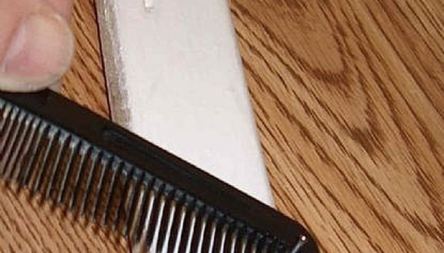 Nail held in place with a pocket comb. Nail held in place with a pocket comb.