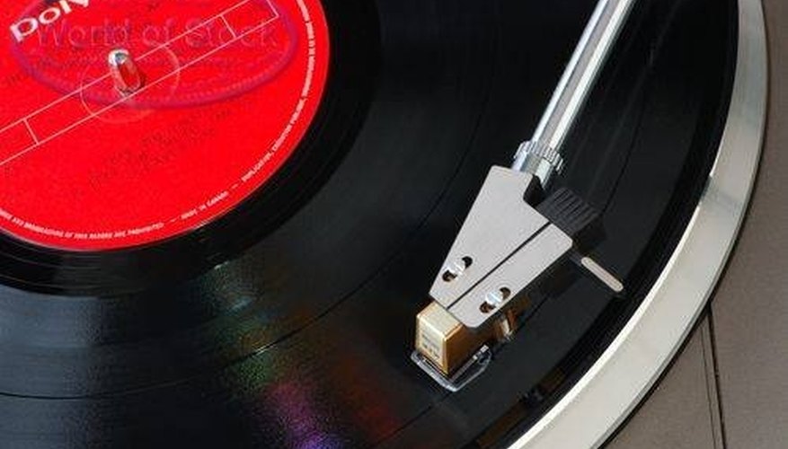An LP on a turntable An LP on a turntable