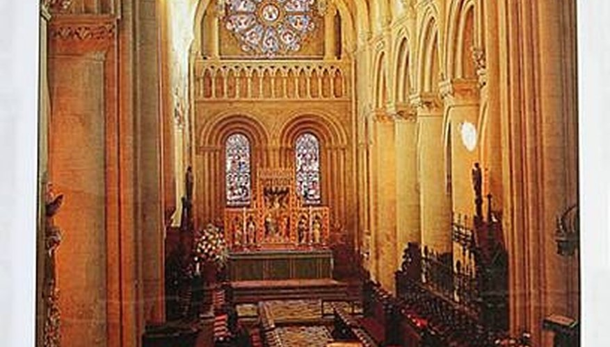 A postcard from Oxford, England shows the inside of the Christ Church Cathedral chancel. A postcard from Oxford, England shows the inside of the Christ Church Cathedral chancel.