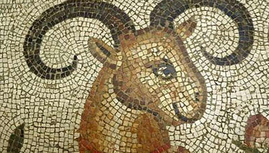 A mosaic art detail of an ibex from fifth century Turkey remains in excellent condition A mosaic art detail of an ibex from fifth century Turkey remains in excellent condition