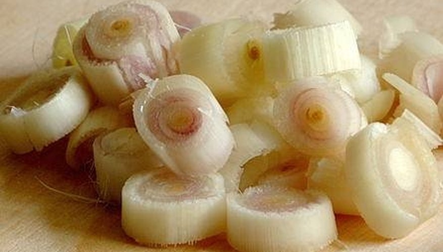 Chopped lemongrass stalks ready for cooking or freezing Chopped lemongrass stalks ready for cooking or freezing