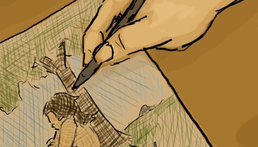 Note how the contour lines reveal the shapes of the figure and tree. Note how the contour lines reveal the shapes of the figure and tree.