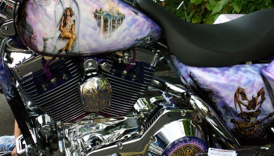 Custom airbrush paint job on a motorcycle Custom airbrush paint job on a motorcycle