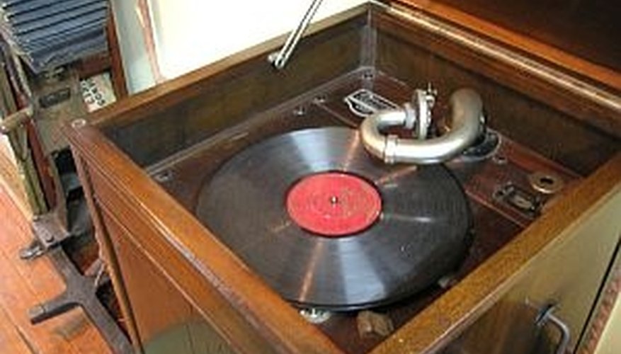 Old phonograph with vinyl record Old phonograph with vinyl record