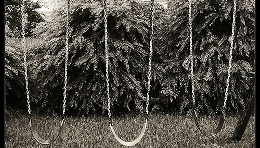 Swings require more fill around them to cushion falls. Swings require more fill around them to cushion falls.