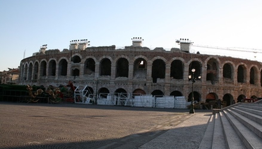 The Roman amphitheater at Verona, Italy was built in 30 CE. The Roman amphitheater at Verona, Italy was built in 30 CE.