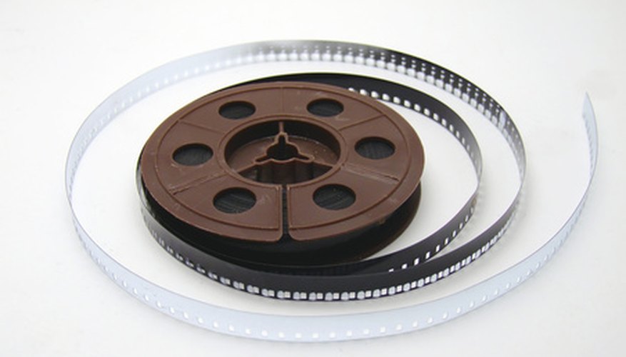 A reel of 8mm film can be played on a projector. A reel of 8mm film can be played on a projector.
