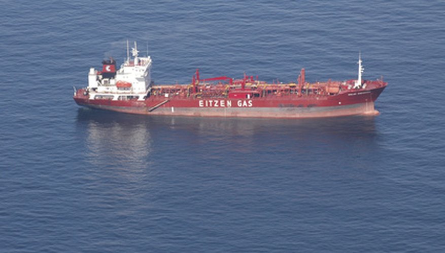 A cargo or oil carrier has a high dead weight. A cargo or oil carrier has a high dead weight.