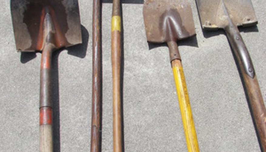 Shovels, hoes and rakes can be used to build grades in small areas. Shovels, hoes and rakes can be used to build grades in small areas.