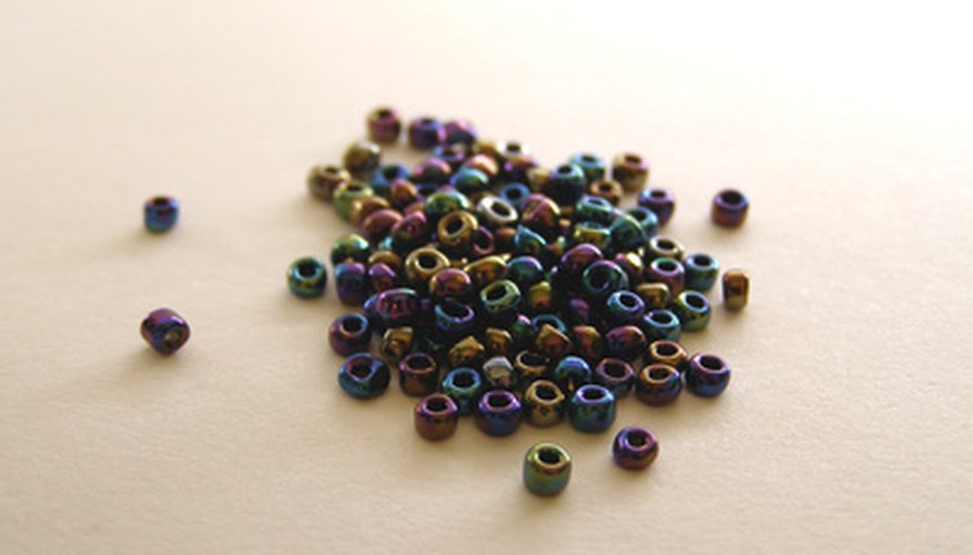 Tiny seed beads are used for loom weaving. Tiny seed beads are used for loom weaving.