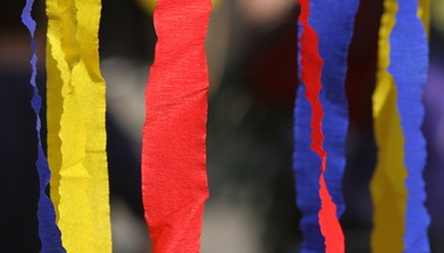 Use paper streamers for a colorful plaster art project. Use paper streamers for a colorful plaster art project.